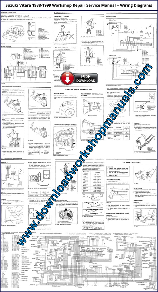 Suzuki Vitara 1988 to 1999 Workshop Repair Manual Download