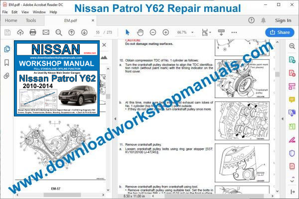 Nissan Patrol 2010 to 2014 Workshop Repair Manual pdf