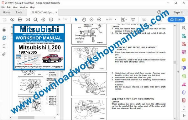Mitsubishi L200 Workshop Manual download