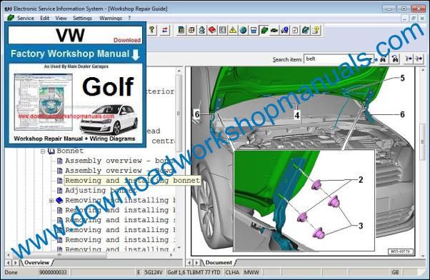 VW Volkswagen Golf Workshop Manual