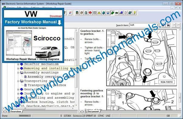 VW Volkswagen Scirocco Service Manual