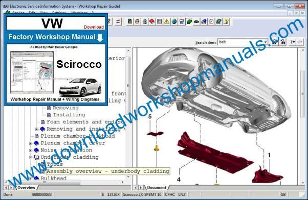 VW Volkswagen Scirocco Workshop Manual