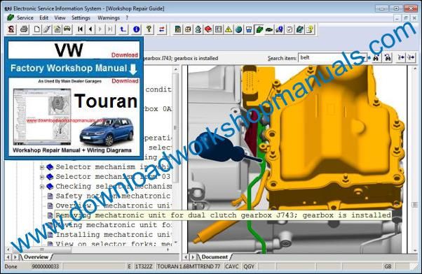 VW Volkswagen Touran Workshop Manual