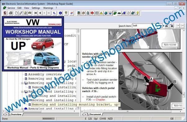 VW Volkswagen Up Service Manual