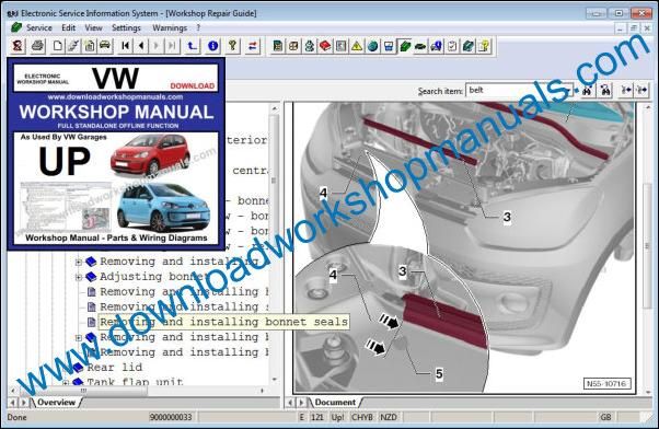 VW Volkswagen Up Workshop Manual